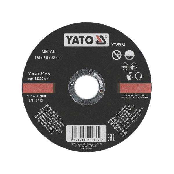 TARCZA DO CIĘCIA METALU 125X2,5X22 MM YT-5924