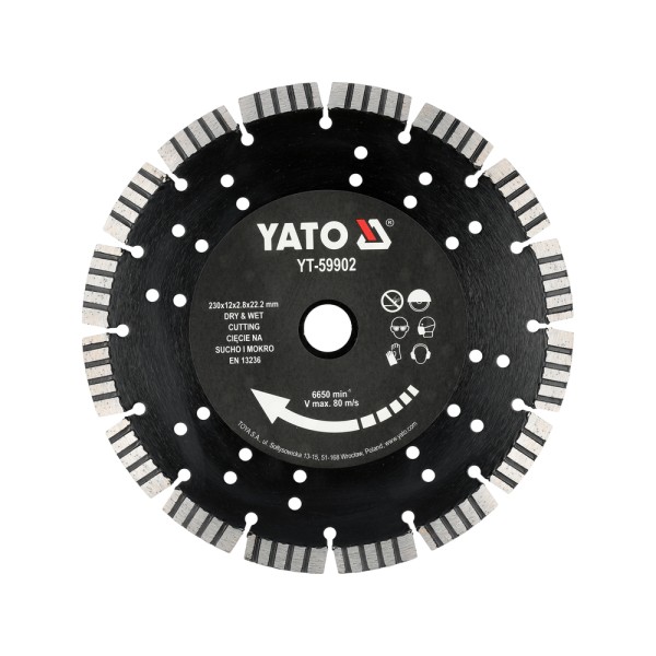 TARCZA DO ŻELBETU 230MM LASEROWO SPAWANE SEGMENTY YT-59902