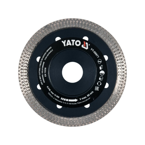 TARCZA DIAMENTOWA 115MM DO CIĘCIA I SZLIFOWANIA CERAMIK ORAZ GRESUI YT-59971
