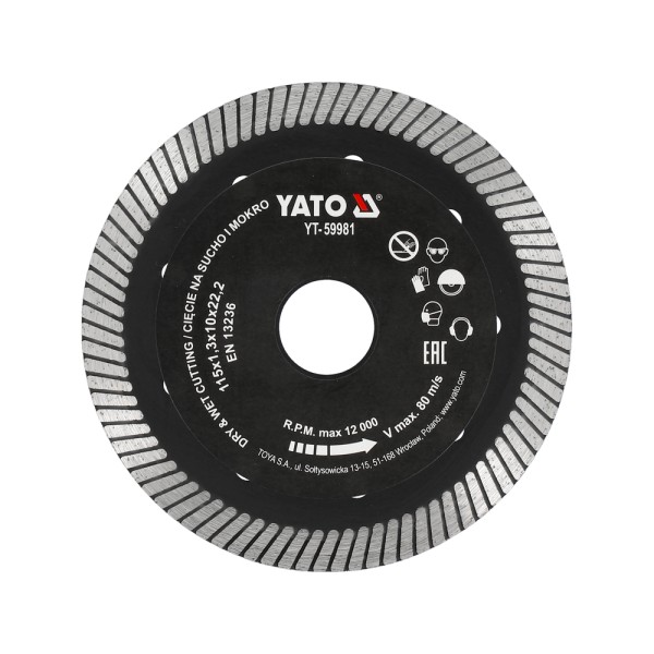 TARCZA DIAMENTOWA TURBO 115MM DO CIĘCIA GRESU YT-59981