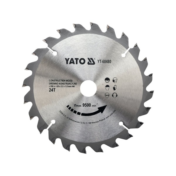 TARCZA WIDIOWA  DO DREWNA 160X24TX20MM YT-60480
