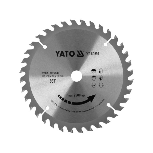 TARCZA WIDIOWA DO DREWNA 165X36TX16MM
DLA YT-82810;YT-82811 YT-60591