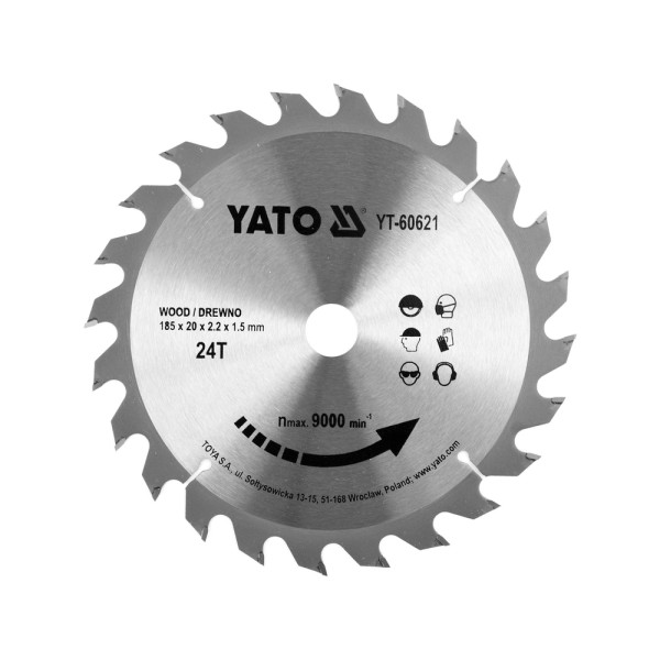 TARCZA WIDIOWA DO DREWNA 185X24TX20MM
DLA YT-82151;79257 YT-60621
