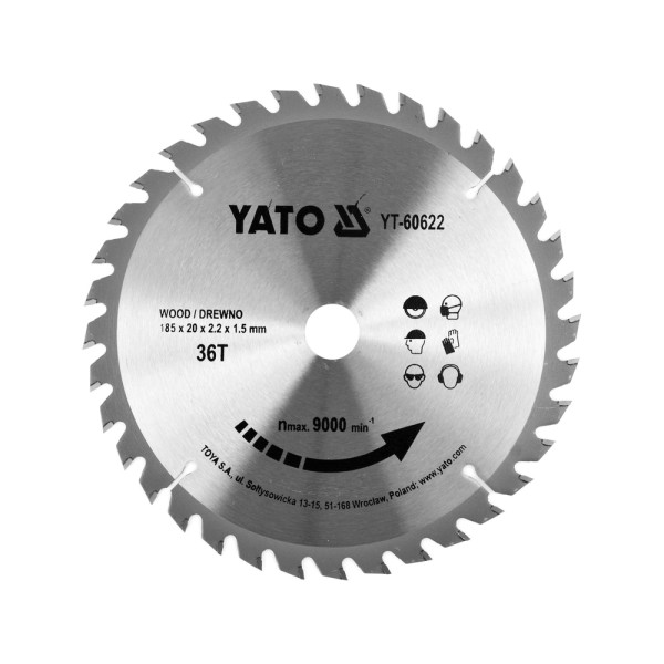 TARCZA WIDIOWA DO DREWNA 185X36TX20MM
DLA YT-82151;79257 YT-60622