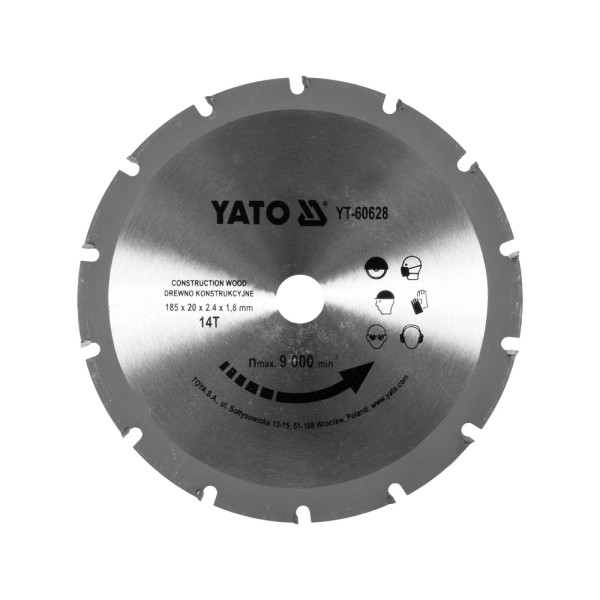 TARCZA WIDIOWA DO CIĘCIA DREWNA Z GWOŹDZIAMI  185/14T 20MM YT-60628