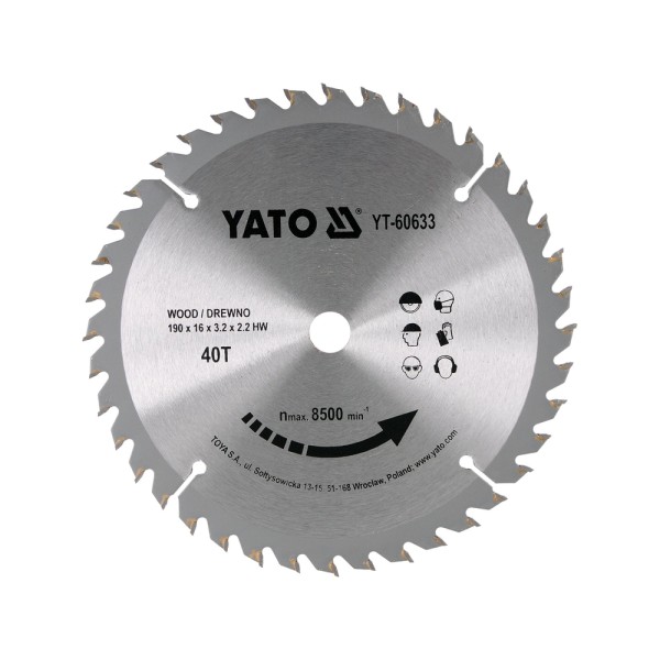 TARCZA WIDIOWA DO DREWNA 190X40TX16MM YT-60633