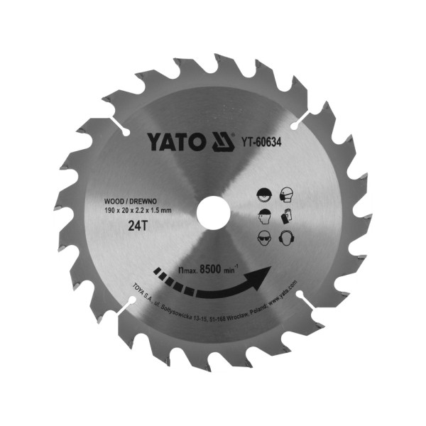 TARCZA WIDIOWA DO DREWNA 190X24TX20MM YT-60634