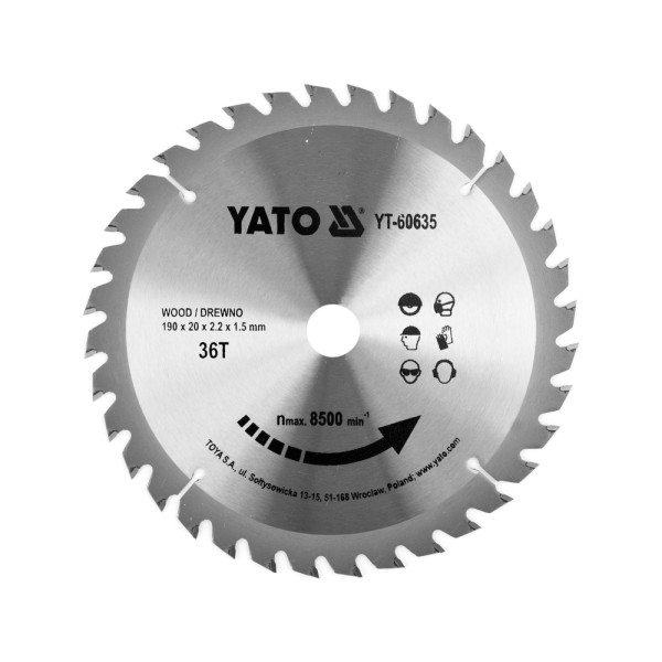 TARCZA WIDIOWA DO DREWNA 190X36TX20MM
DLA YT-82150 YT-60635