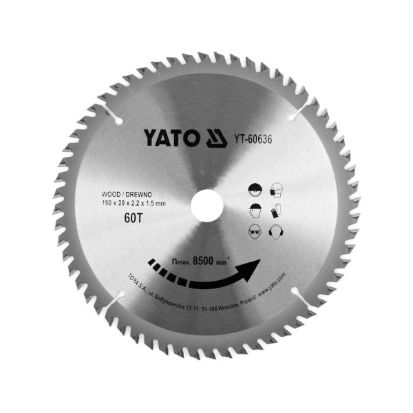 TARCZA WIDIOWA DO DREWNA 190X60TX20MM
DLA YT-82150 YT-60636