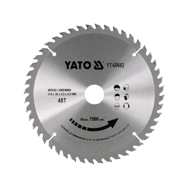 TARCZA WIDIOWA DO DREWNA 216X48TX30MM YT-60682