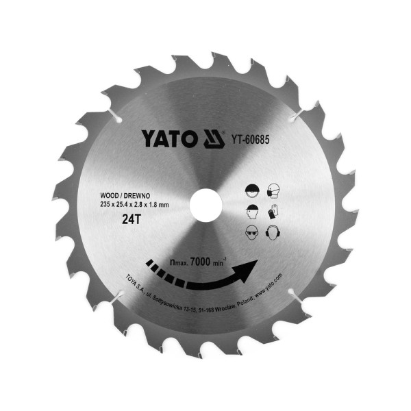 TARCZA WIDIOWA DO DREWNA 235X24TX25,4MM
DLA YT-82153 YT-60685