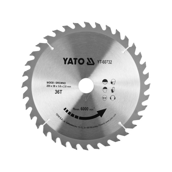 TARCZA WIDIOWA DO DREWNA 255X36TX30MM DLA YT-82171;YT-82173;YT-82174;YT-82165 YT-60732