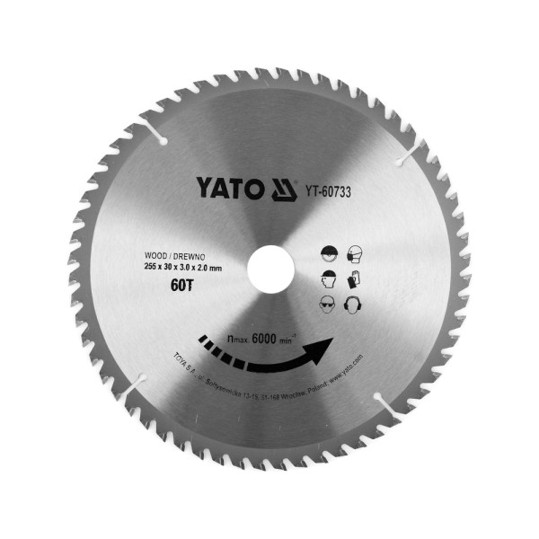 TARCZA WIDIOWA DO DREWNA 255X60TX30MM DLA YT-82171;YT-82173;YT-82165 YT-60733