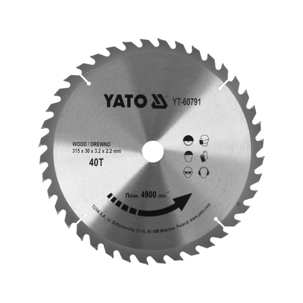 TARCZA WIDIOWA DO DREWNA 315X40TX30MM YT-60791