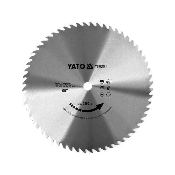 TARCZA  DO DREWNA BEZ WIDII 500X60TX32MM YT-60871