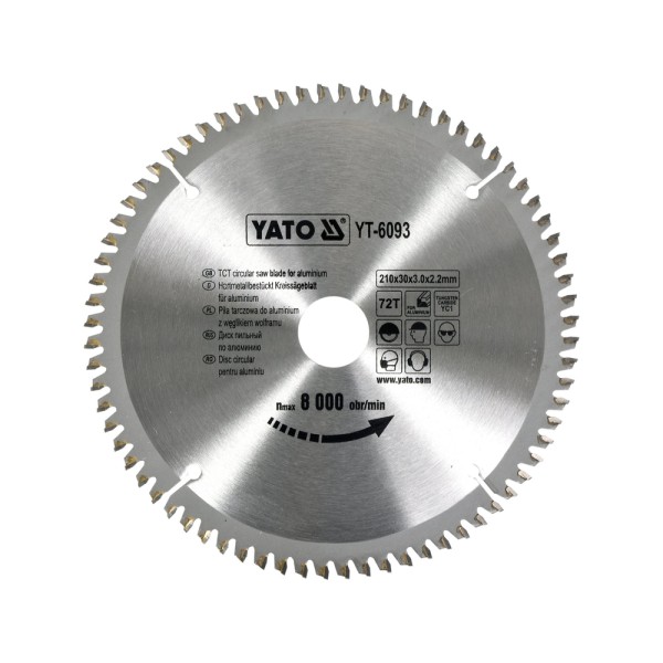 TARCZA WIDIOWA DO ALUMINIUM 210X72TX30 MM YT-6093