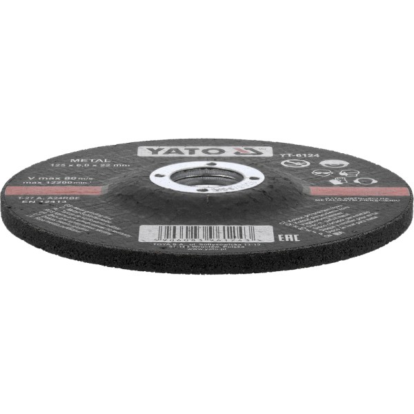 TARCZA DO SZLIFOWANIA METALU 125X6,0X22 MM YT-6124