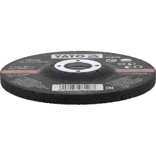 TARCZA DO SZLIFOWANIA METALU 125X8,0X22 MM YT-6126