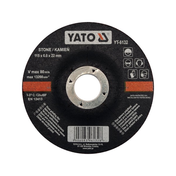 TARCZA DO SZLLIFOWANIA KAMIENIA 115X6,0X22 MM YT-6132