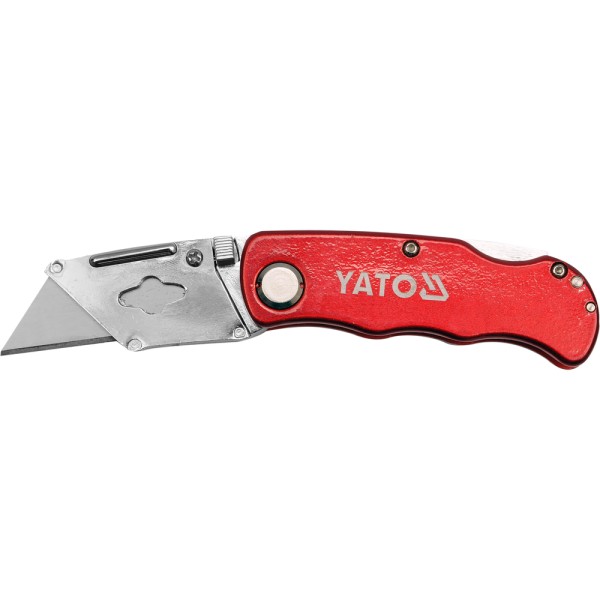NOŻYK Z OSTRZEM TRAPEZOWYM + OSTRZA ZAPASOWE 61X33 MM YT-7532