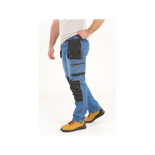 SPODNIE ROBOCZE MONTERSKIE STRETCH JEANS DARK BLUE ROZM. L/XL YT-79053