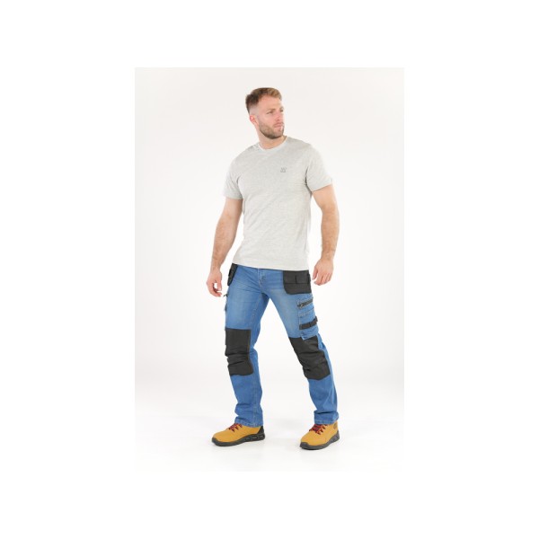 SPODNIE ROBOCZE MONTERSKIE STRETCH JEANS DARK BLUE ROZM. XL YT-79054