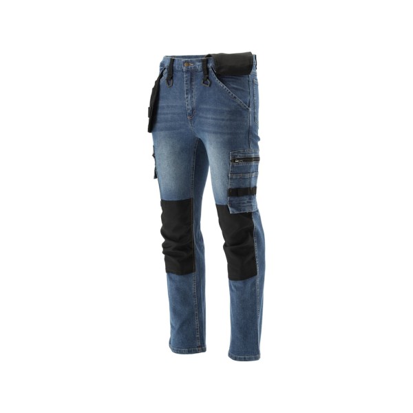 SPODNIE ROBOCZE MONTERSKIE STRETCH JEANS DARK BLUE ROZM. XL YT-79054
