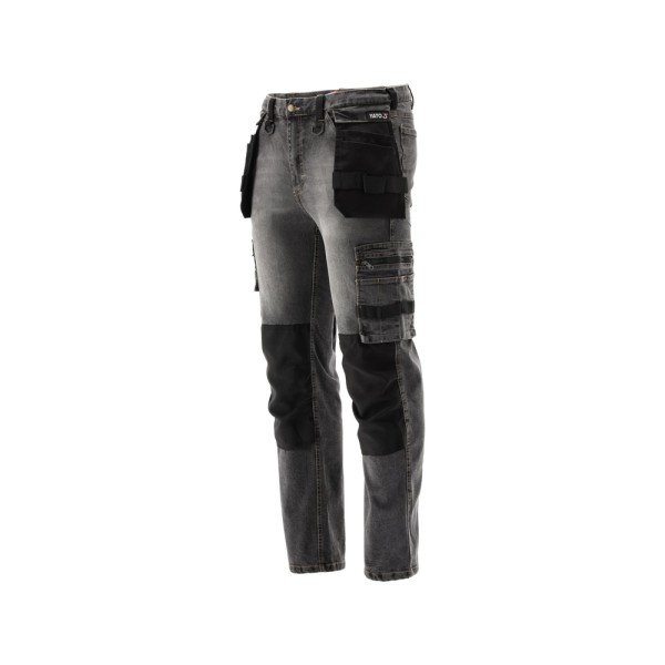 SPODNIE ROBOCZE MONTERSKIE STRETCH JEANS STEEL GREY ROZM. L/XL YT-79063