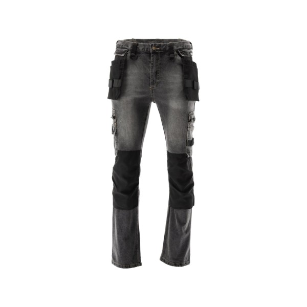 SPODNIE ROBOCZE MONTERSKIE STRETCH JEANS STEEL GREY ROZM. L/XL YT-79063