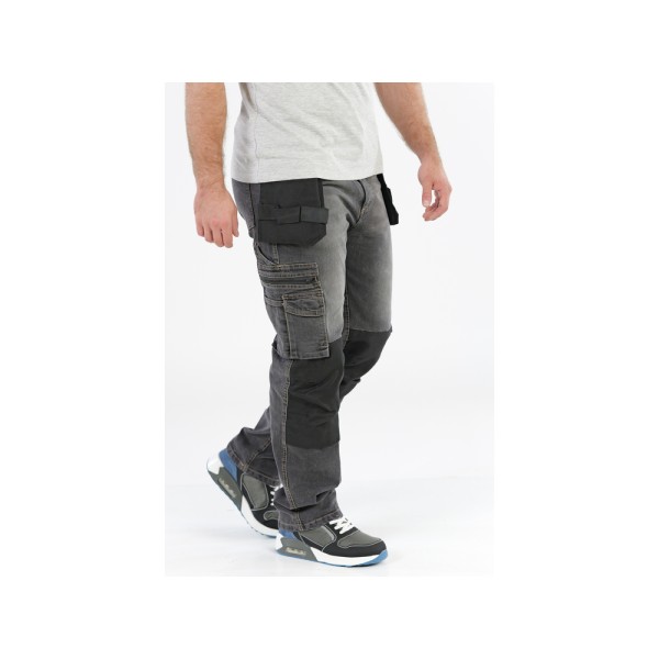 SPODNIE ROBOCZE MONTERSKIE STRETCH JEANS STEEL GREY ROZM. XL YT-79064