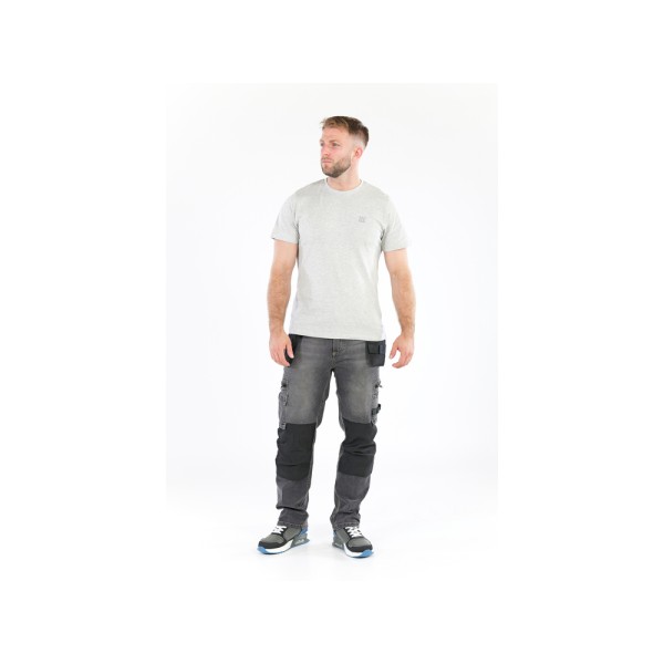 SPODNIE ROBOCZE MONTERSKIE STRETCH JEANS STEEL GREY ROZM. XL YT-79064