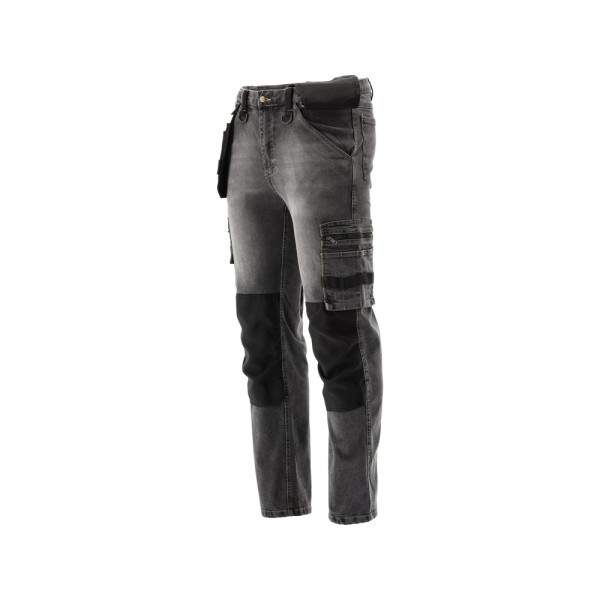 SPODNIE ROBOCZE MONTERSKIE STRETCH JEANS STEEL GREY ROZM. XL YT-79064