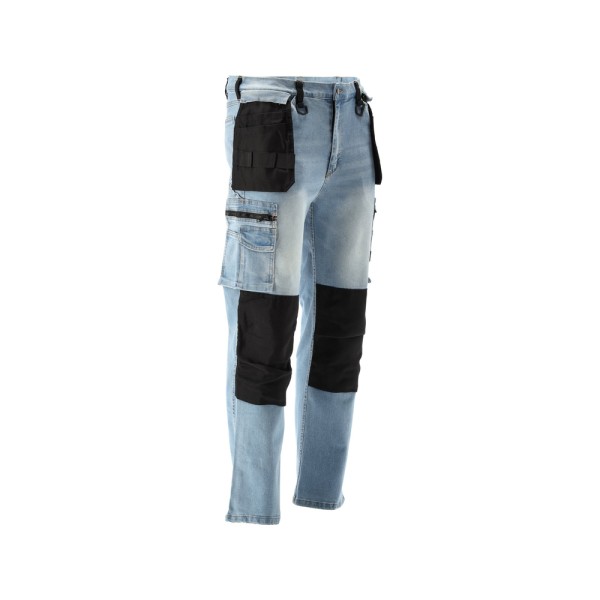 SPODNIE ROBOCZE MONTERSKIE STRETCH JEANS LIGHT BLUE ROZM. M YT-79071