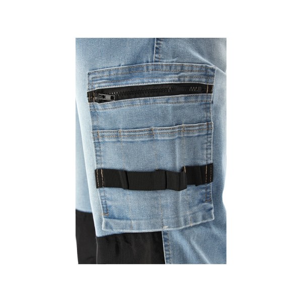 SPODNIE ROBOCZE MONTERSKIE STRETCH JEANS LIGHT BLUE ROZM. L YT-79072