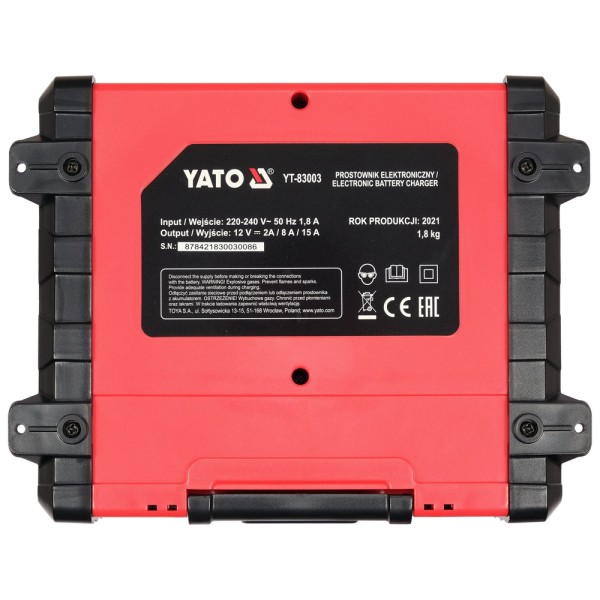 PROSTOWNIK ELEKTRONICZNY Z WYŚWIETLACZEM LCD. ZAKRES  12V/2A/8A/15A YT-83003
