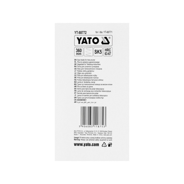 PIŁA OGRODNICZA DO SEKATORA GĄSIENICOWEGO Z PIŁĄ YATO YT-88771 YT-88772
